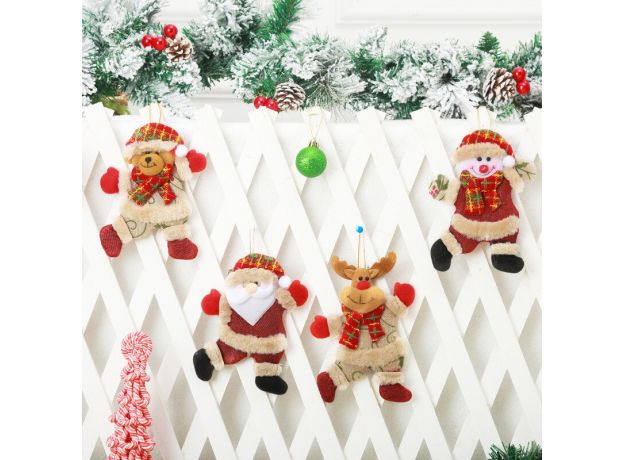 4PCS Christmas Tree Ornaments Santa Claus Doll Toy Decoration Exquisite For Home Xmas Happy New Year Gift