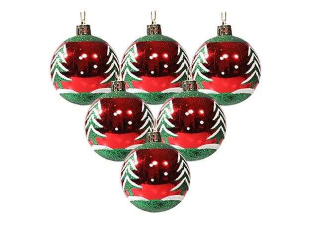 6CM 6pcs Colorful Christmas Ball Xmas Tree Decor Happy New Year 2022 Gifts Ornament Navidad 2021