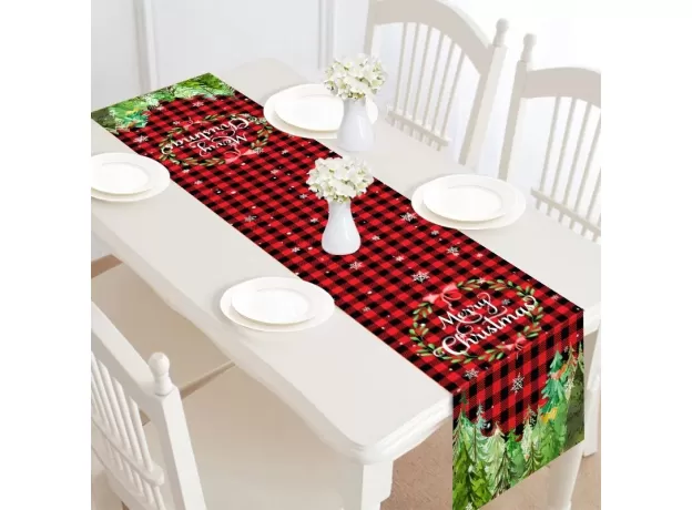 CHRISTMAS TABLE RUNNER CHRISTMAS DEER PRINT PATTERN FOR HOME PARTY BIRTHDAY WEDDING DECORATION COTTON AND LINEN TABLE RUNNER