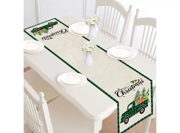 CHRISTMAS TABLE RUNNER CHRISTMAS DEER PRINT PATTERN FOR HOME PARTY BIRTHDAY WEDDING DECORATION COTTON AND LINEN TABLE RUNNER