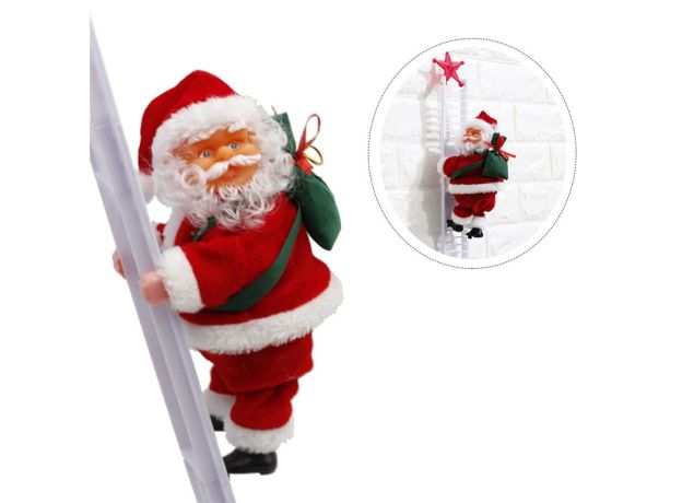 Electric Ladder Climbing Santa Claus Red Ladder Doll Toy Christmas Party Ornament Creative Children Xmas Gifts Toy