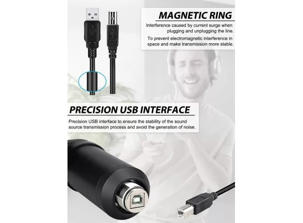 USB MICROPHONE, PROFESSIONAL PODCAST MICROPHONE 192KHZ / 24BIT STUDIO CARDIOID C