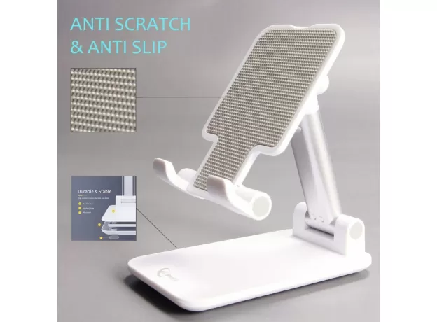 SUONEE PHONE HOLDER, PHONE STAND FOR DESK ANGLE HEIGHT ADJUSTABLE FULLY FOLDABLE