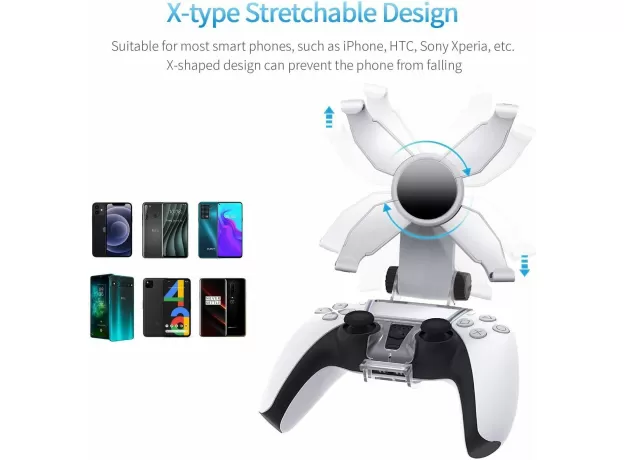 HONEYWHALE PS5 CONTROLLER PHONE MOUNT CLIP, FOLDABLE MOBILE PHONE HOLDER CELLPHONE