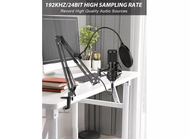 USB MICROPHONE, PROFESSIONAL PODCAST MICROPHONE 192KHZ / 24BIT STUDIO CARDIOID C