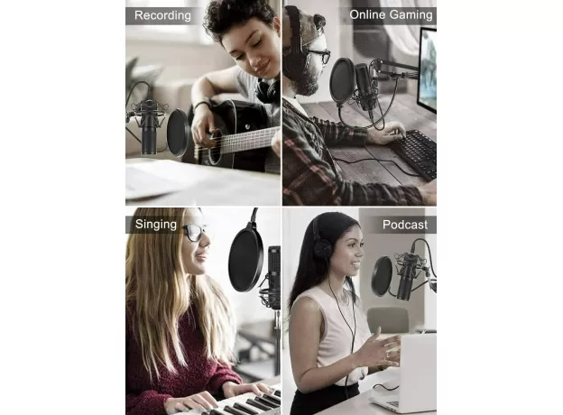 USB MICROPHONE, PROFESSIONAL PODCAST MICROPHONE 192KHZ / 24BIT STUDIO CARDIOID C