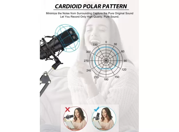 USB MICROPHONE, PROFESSIONAL PODCAST MICROPHONE 192KHZ / 24BIT STUDIO CARDIOID C