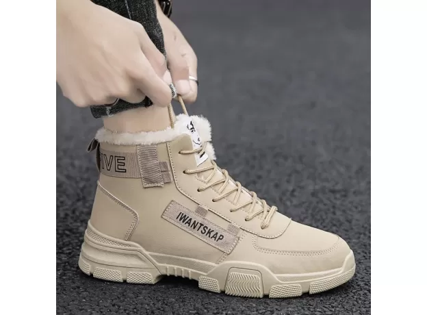 ANKLE BOOTS MEN SNOW BOOTS WINTER WARM LACE-UP MEN SHOES 2021 NEW FASHION