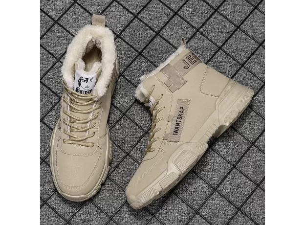 ANKLE BOOTS MEN SNOW BOOTS WINTER WARM LACE-UP MEN SHOES 2021 NEW FASHION