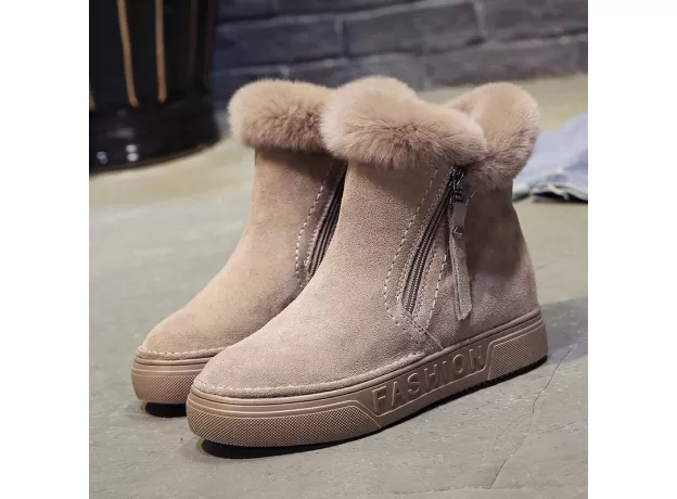 WOMEN WINTER ANKLE BOOTS ZIPPER FLOCK SNOW BOOTS LADIES PLATFORM SNEAKER CASUAL FLAT SHOES