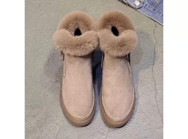 WOMEN WINTER ANKLE BOOTS ZIPPER FLOCK SNOW BOOTS LADIES PLATFORM SNEAKER CASUAL FLAT SHOES