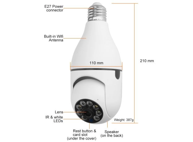 1080P 360 Rotate Auto Tracking Panoramic Camera Light Bulb Wireless Wifi PTZ IP Cam