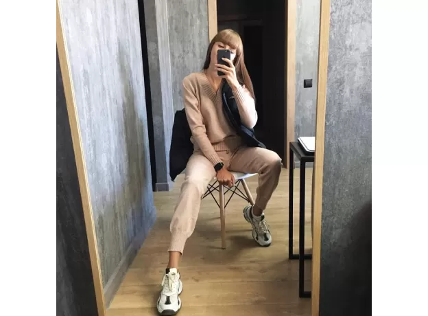 WOMEN SWEATER SUIT AND SETSCASUAL KNITTED SWEATERS PANTS 2PCS TRACK SUITS