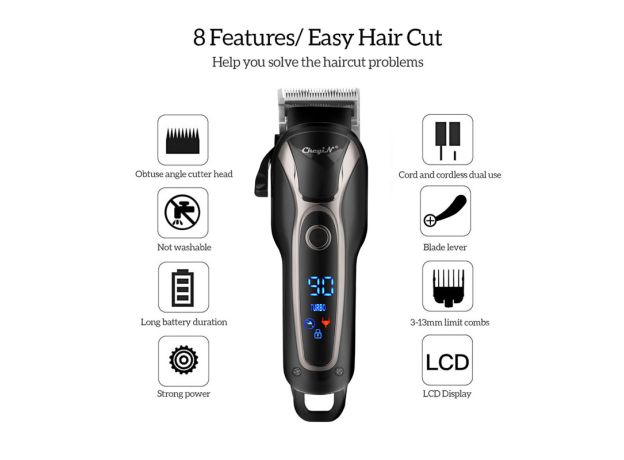 Professional Hair Clipper Men T9 Electric Hair Trimmer Rechargeable ...