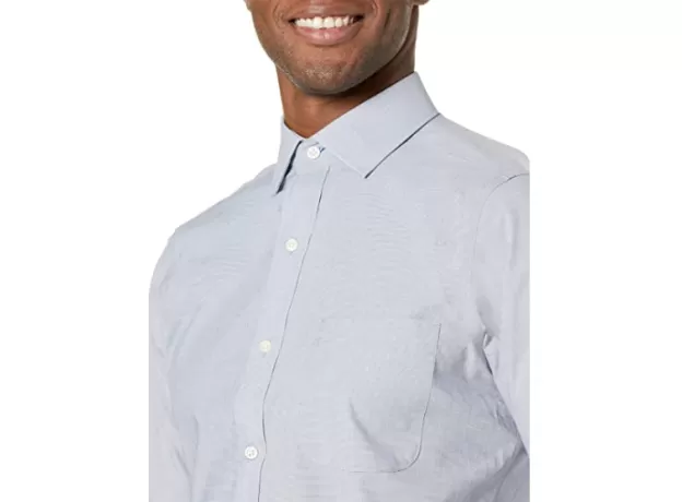 BUTTONED DOWN TAILORED FIT SPREAD-COLLAR STRETCH NON-IRON DRESS SHIRT