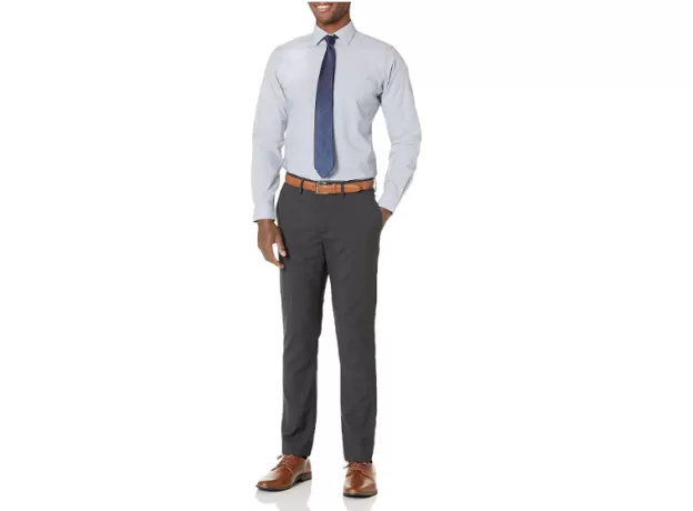 BUTTONED DOWN TAILORED FIT SPREAD-COLLAR STRETCH NON-IRON DRESS SHIRT