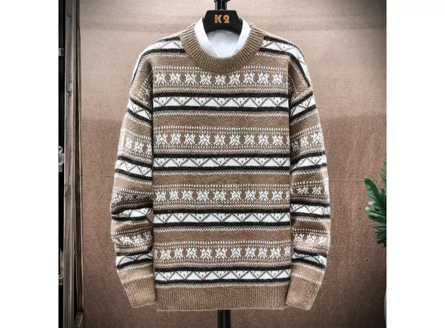 LONG SLEEVE SHIRTS STRIPE PATTERN SWEATERS AUTUMN WINTER MEN SWEATER PULLOVER STREETWEAR CREW NECK PULLOVER