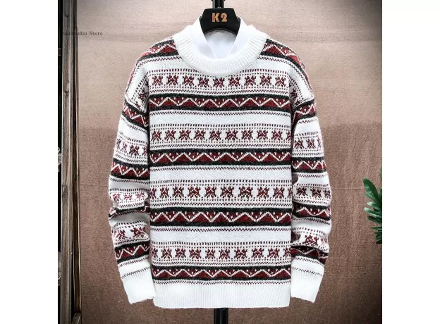 LONG SLEEVE SHIRTS STRIPE PATTERN SWEATERS AUTUMN WINTER MEN SWEATER PULLOVER STREETWEAR CREW NECK PULLOVER