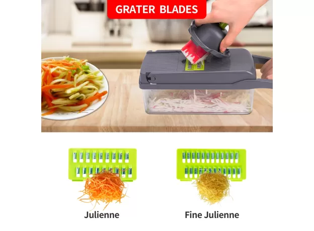 VEGETABLE CUTTER 10 IN 1 MULTIFUNCTION FRUIT VEGET SLICER GRATER FOR POTATO CARROT ONION KITCHEN GADGET