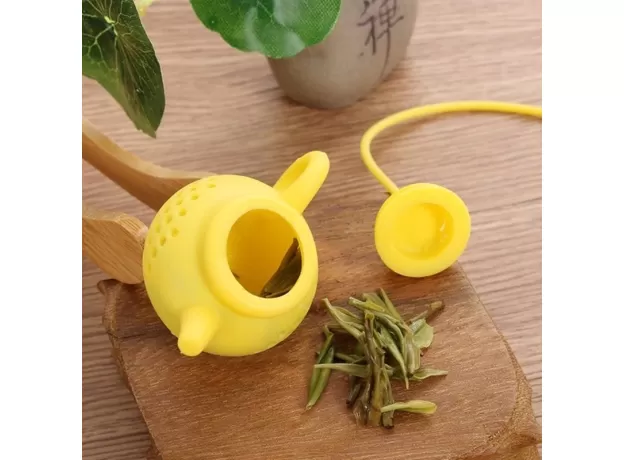 1PC TEAPOT-SHAPE TEA INFUSER STRAINER SILICONE TEA BAG LEAF FILTER DIFFUSER