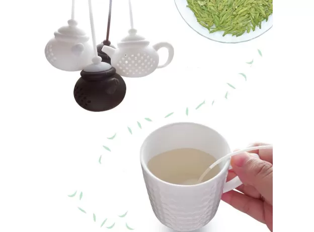 1PC TEAPOT-SHAPE TEA INFUSER STRAINER SILICONE TEA BAG LEAF FILTER DIFFUSER