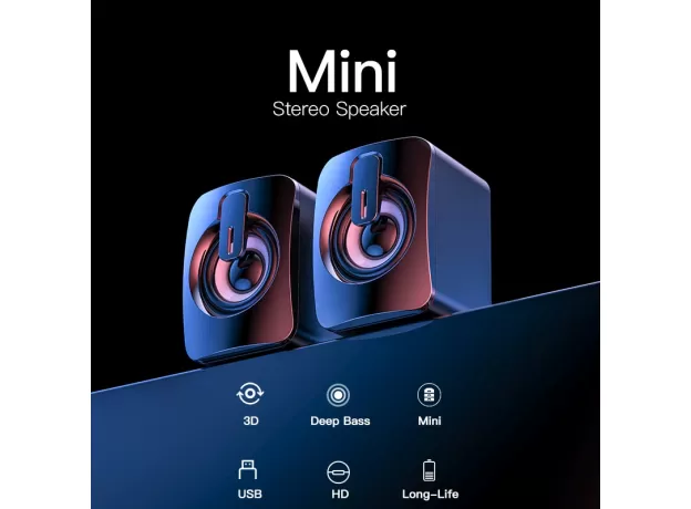 MINI COMPUTER SPEAKER USB WIRED SPEAKERS 3D STEREO SOUND SURROUND LOUDSPEAKER