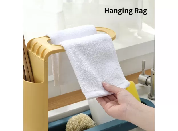 RETRACTABLE SINK RACK KITCHEN SINKS ORGANIZER POT BRUSH RAG DRAIN RACK STORAGE BASKET