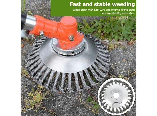 STEEL WIRE WHEEL GARDEN WEED BRUSH LAWN MOWER GRASS EATER TRIMMER BRUSH