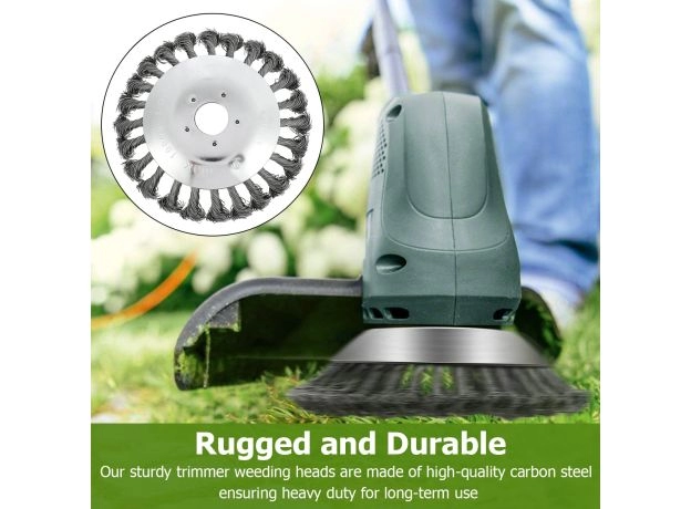 STEEL WIRE WHEEL GARDEN WEED BRUSH LAWN MOWER GRASS EATER TRIMMER BRUSH