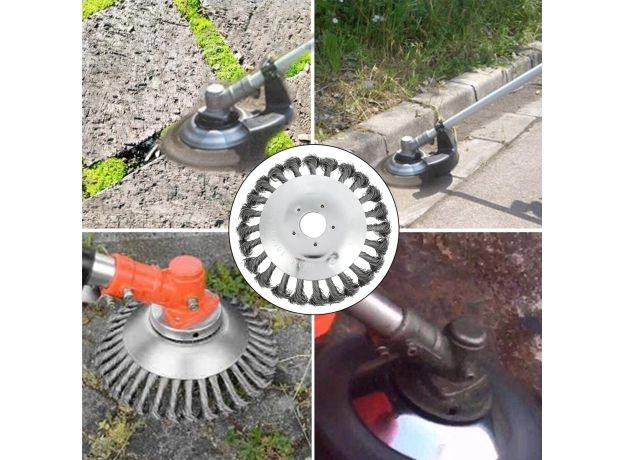 STEEL WIRE WHEEL GARDEN WEED BRUSH LAWN MOWER GRASS EATER TRIMMER BRUSH