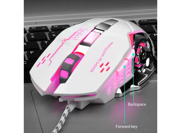 USB WIRED GAMING MOUSE 3200DPI ADJUSTABLE 6 BUTTONS LED BACKLIT GAMER