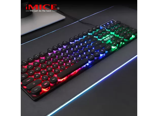 IMICE AK-800 USB DESKTOP PUNK MANIPULATOR ROUND CAP LUMINOUS GAME KEYBOARD