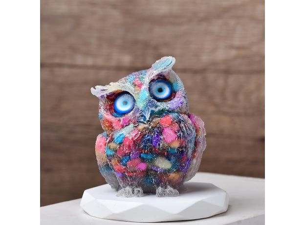 NATURAL CRYSTAL GRAVEL OWL ANIMAL CRAFTS WITH ORGONITE SILICONE MOLD DIY RESIN DECORATIVE