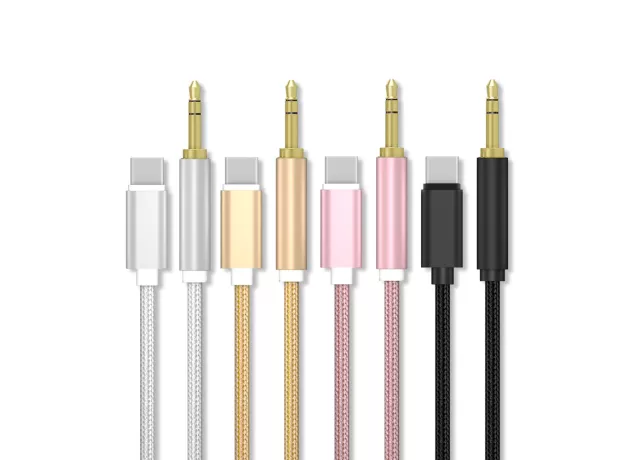 AUX AUDIO CABLE TYPE C TO 3.5MM JACK ADAPTER CABLE SPEAKERS CAR TYPE