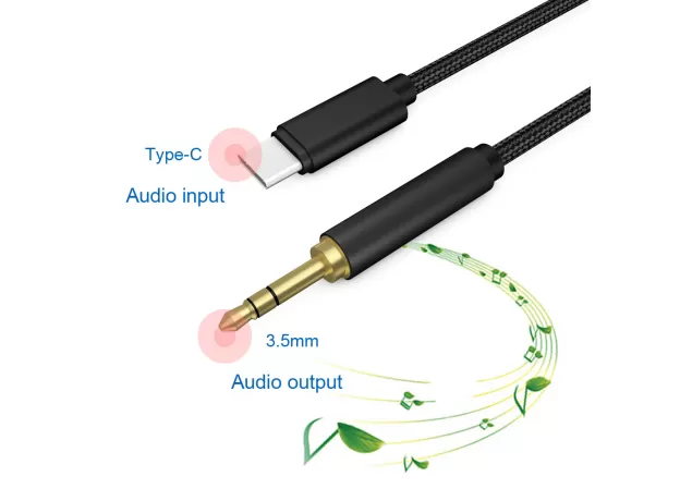 AUX AUDIO CABLE TYPE C TO 3.5MM JACK ADAPTER CABLE SPEAKERS CAR TYPE