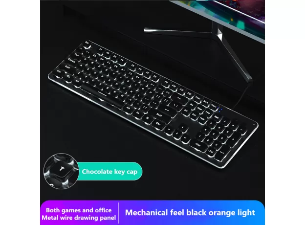 PQPYC ULTRA-THIN MANIPULATOR KEYBOARD WITH WIRED LIGHTING RGB BACKLIGHT GAMING KEYBOARD