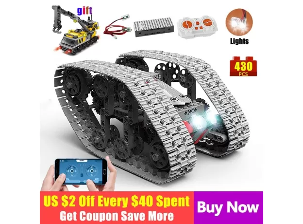 TANK REMOTE CONTROL DOUBLE SIDED CAR - RC BUILDING BLOCKS CONSTRUCTION TOY