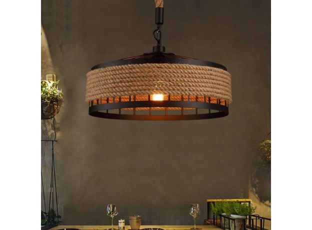 Vintage Hemp Rope Ceiling Lamp Industrial Style Chandeliers Retro  Personality Creative