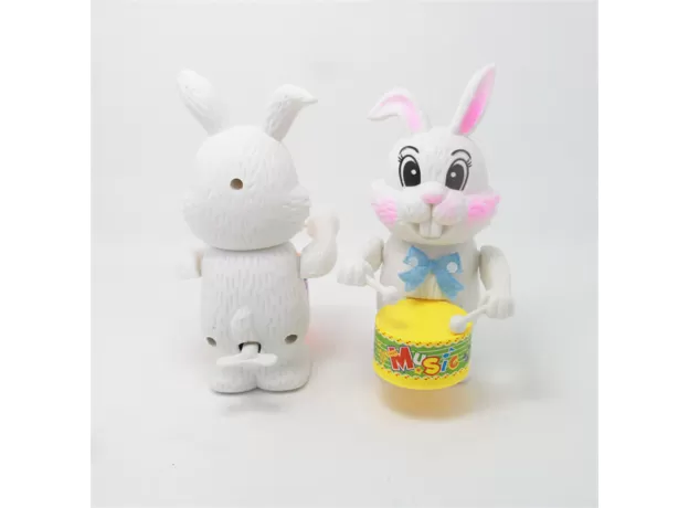 1PCS FUNNY CARTOON KID RABBIT DRUMMING TOY CLOCKWORK WIND-UP TOY