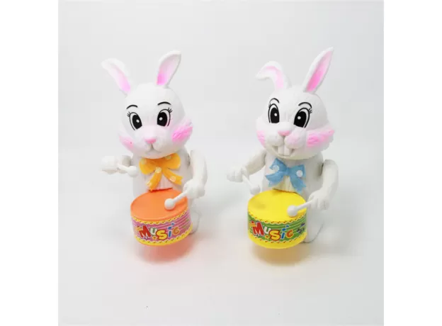 1PCS FUNNY CARTOON KID RABBIT DRUMMING TOY CLOCKWORK WIND-UP TOY