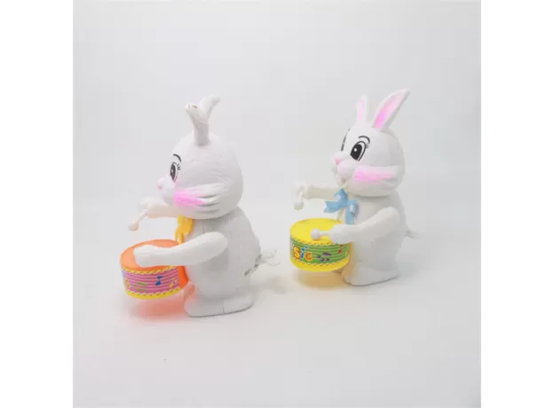 1PCS FUNNY CARTOON KID RABBIT DRUMMING TOY CLOCKWORK WIND-UP TOY