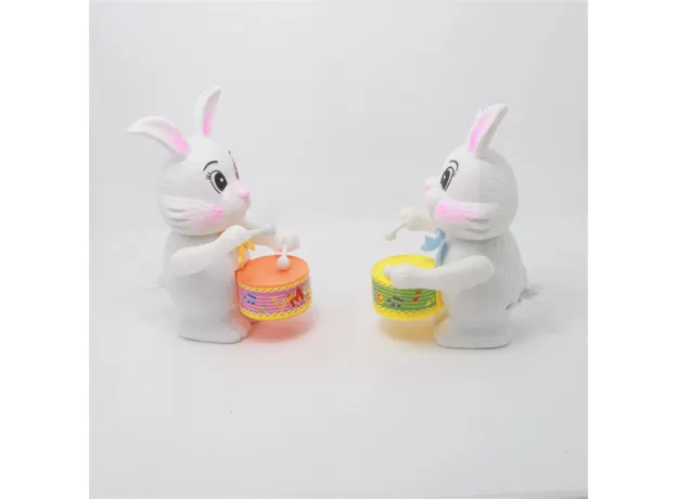 1PCS FUNNY CARTOON KID RABBIT DRUMMING TOY CLOCKWORK WIND-UP TOY