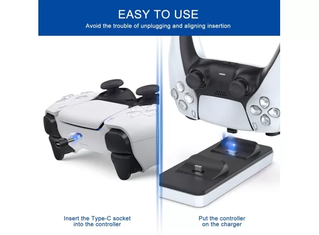 INNOAURA PS-5 CONTROLLER CHARGER STATION, DUAL PS-5 CHARGING STATION WITH REMOVABLE TYPE C CHARGING PORT