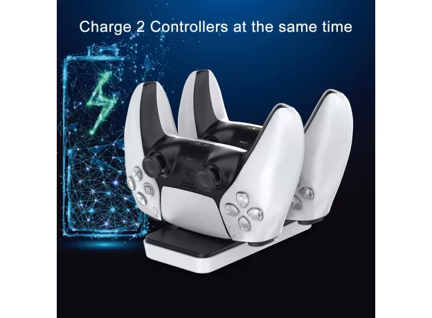 INNOAURA PS-5 CONTROLLER CHARGER STATION, DUAL PS-5 CHARGING STATION WITH REMOVABLE TYPE C CHARGING PORT