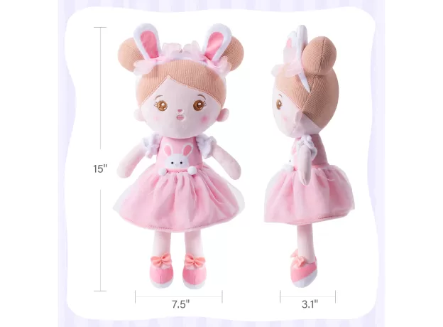 STARPONY 15" RABBIT PLUSH TOY DOLLS FOR GIRLS STUFFED ANIMAL RAGDOLL FOR KIDS