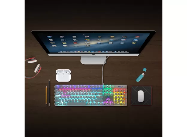 2022 WHITE MECHANICAL KEYBOARD 104 KEYS BACKLIT GAMING KEYBOARDS FOR COMPUTER