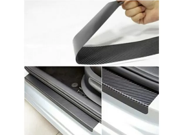 4 PCS UNIVERSAL CAR SILL SCUFF PROTECTOR STICKERS CARBON FIBER AUTO  STICKER