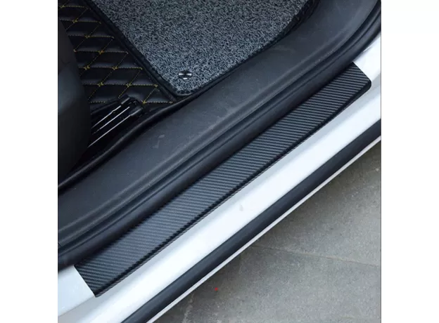 4 PCS UNIVERSAL CAR SILL SCUFF PROTECTOR STICKERS CARBON FIBER AUTO  STICKER