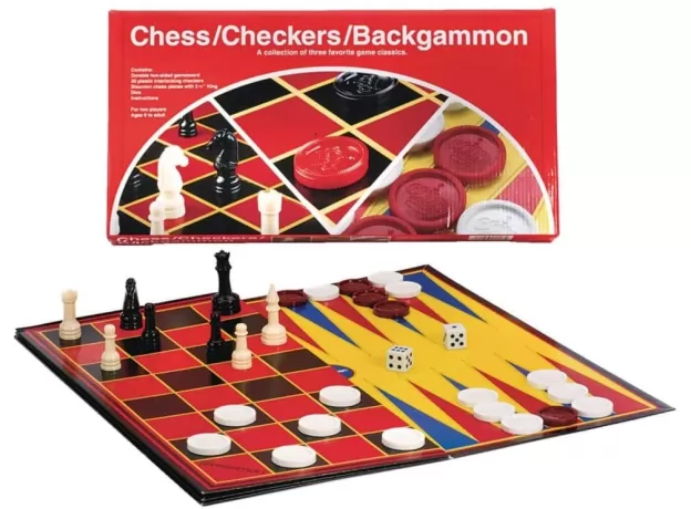 RED BOX CHECKER/CHESS/BACKGAMMON
