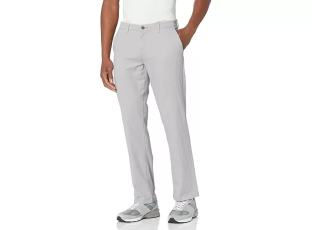 AMAZON ESSENTIALS MEN'S STRAIGHT-FIT CASUAL STRETCH KHAKI, LIGHT GREY, 33W X 32L